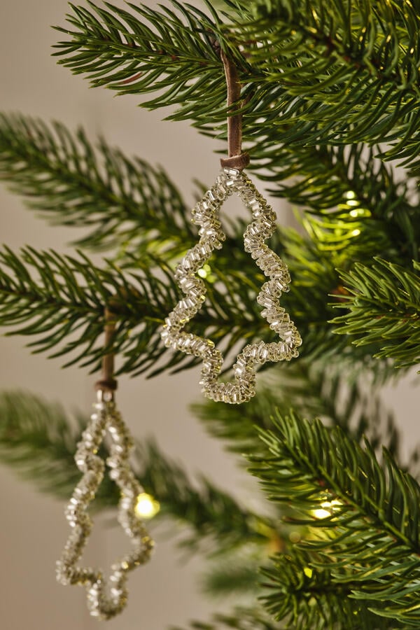 Silver Beaded Tree Decoration