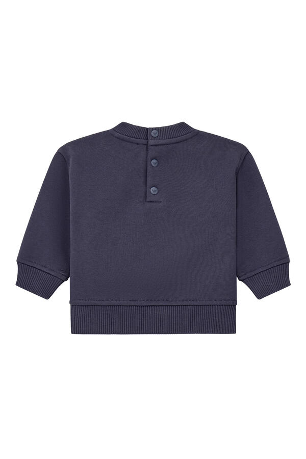 Kids Cotton Fleece Sweatshirt with Logo & Back Button Placket