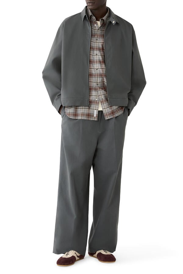  Cotton Twill Pleat Front Drawstring Pants