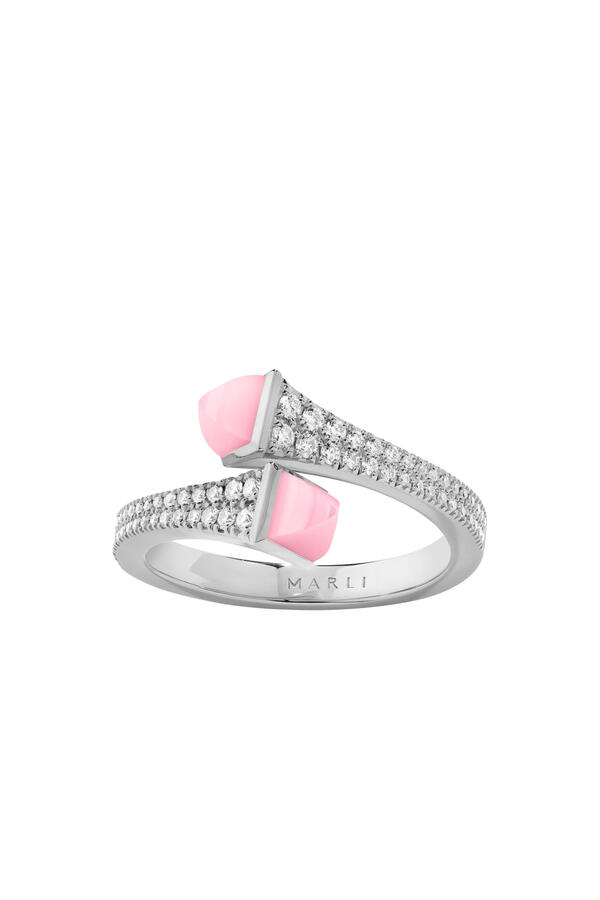 Cleo Slim Ring, 18k White Gold & Quartz, Diamonds