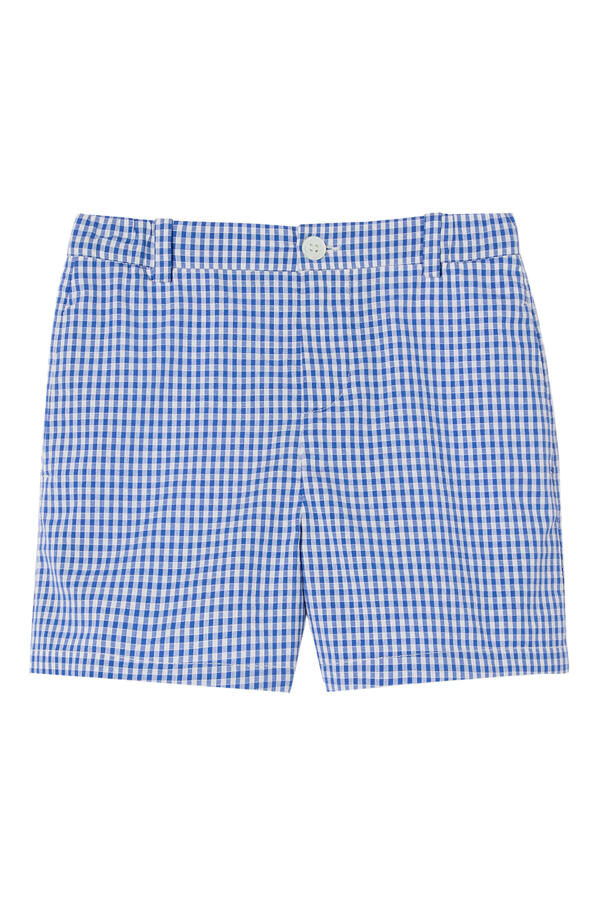 Kids Interlocking G Embroidery Gingham Shorts