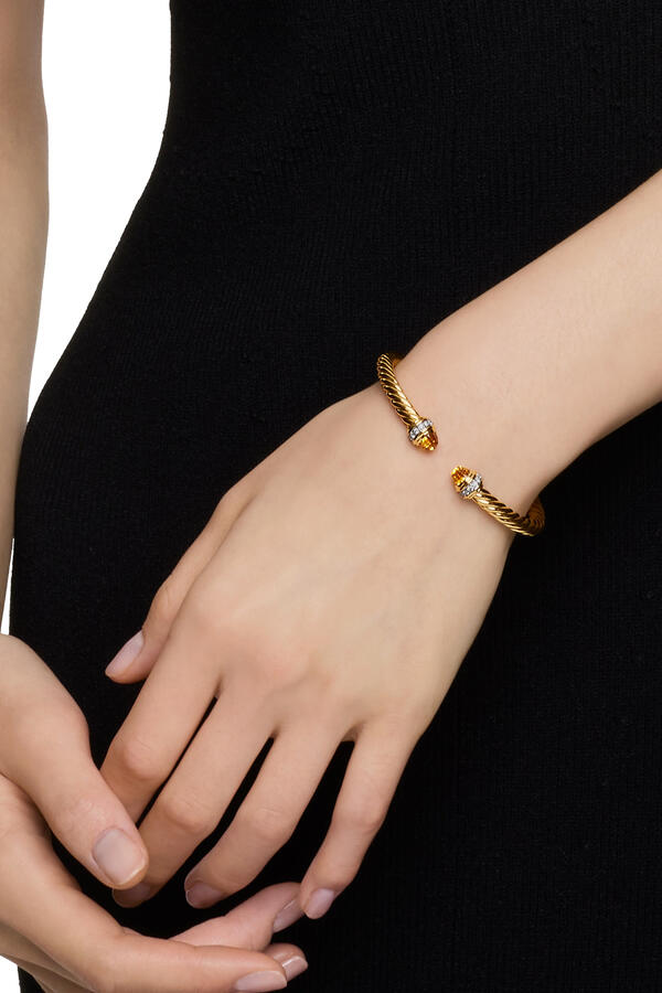 Classic Cablespira® Bracelet, 18K Yellow Gold with Citrine & Diamonds