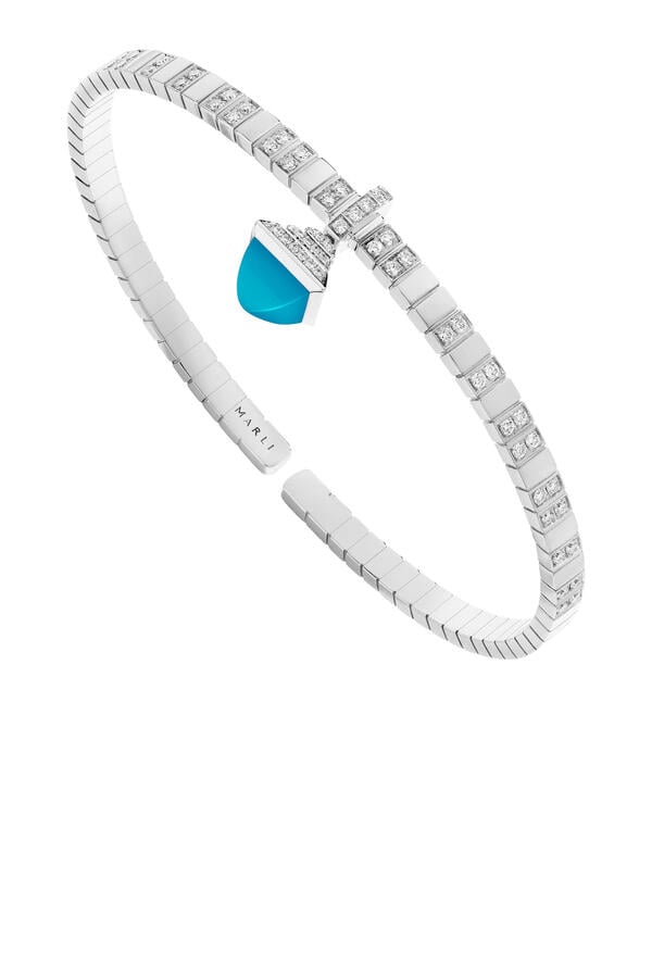 Cleo Charm Bracelet, 18k White Gold & Turquoise, Diamonds