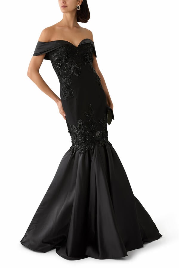 Off-Shoulder Beaded Mermaid Gown