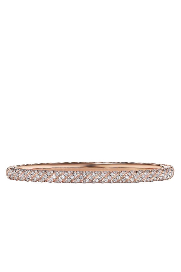 Sculpted Cable Bangle Bracelet, 18k Rose Gold & Diamonds