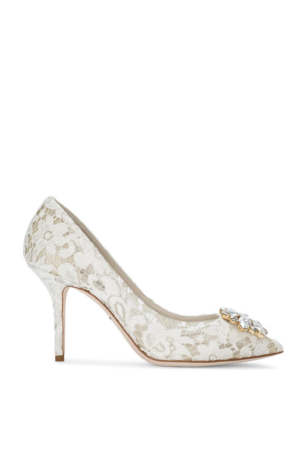 Lace Rainbow Pumps with Brooch Detailing