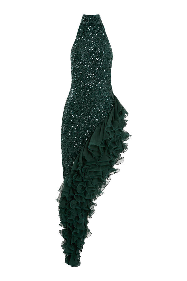 Sequins Midi Ruffle Dress 