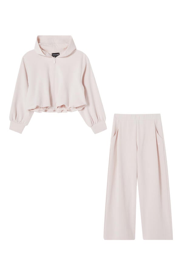 Kids Jersey Tracksuit with Full-Zip Hoodie & Wide-Leg Pants
