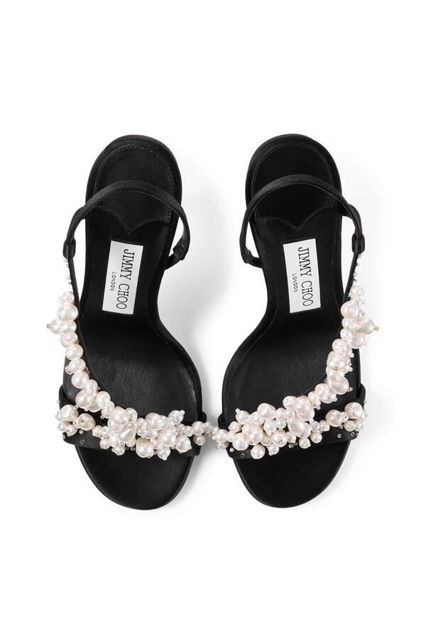  Irina Satin 100 Sandals with Pearl & Crystal Embroidery