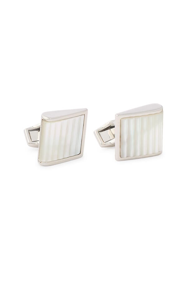 Ribbed Wedge Semi-Precious Stone Cufflinks