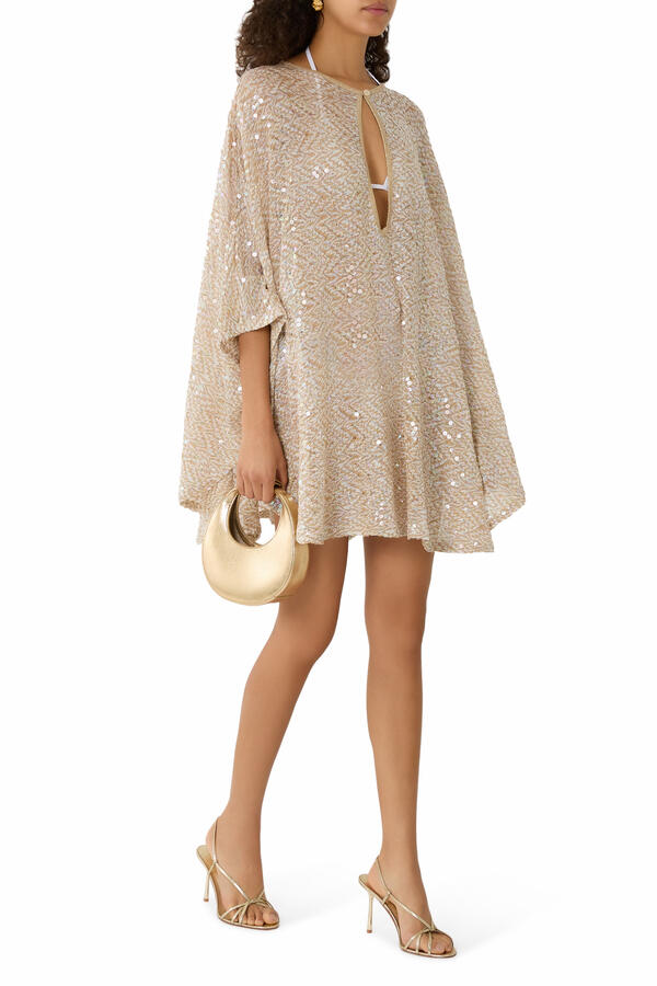 Zigzag Sequinned Short Kaftan Dress