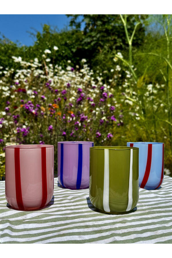 Atina Stripe Candle - Orange Blossom & Basil