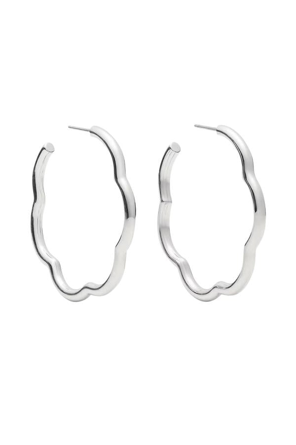 Wave Hoops Earrings, Stainless Steel