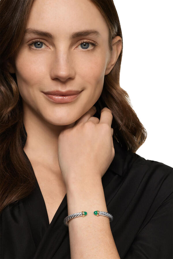 Cable Flex® Bracelet, Sterling Silver, 14k Yellow Gold & Onyx