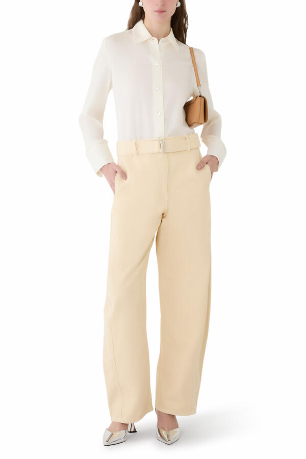 Stretch-Silk Button-Front Blouse 