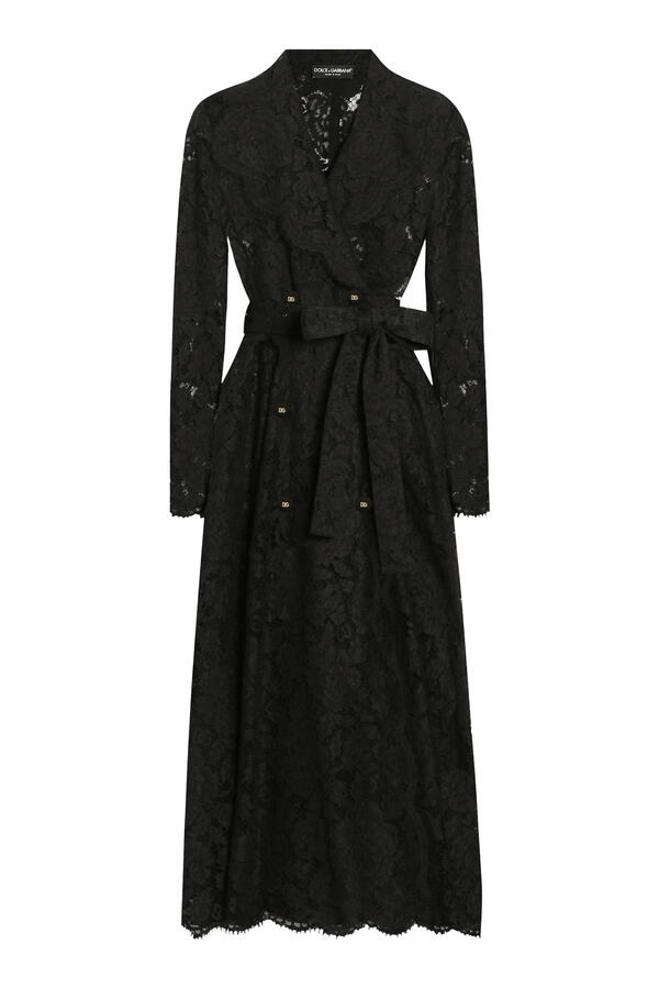 Long Double-Breasted Cordonetto Lace Coat 