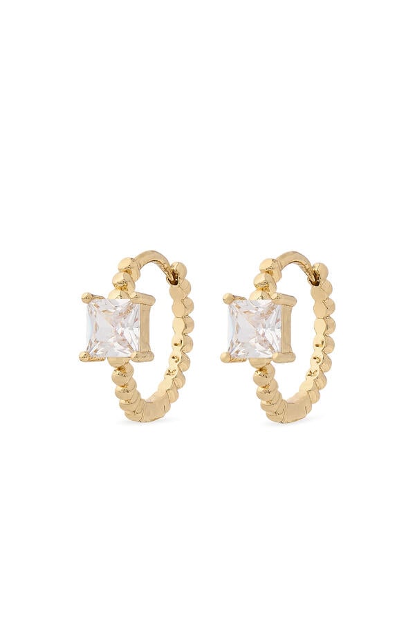 Princess On Ball Hoop Earrings, Cubic Zirconia