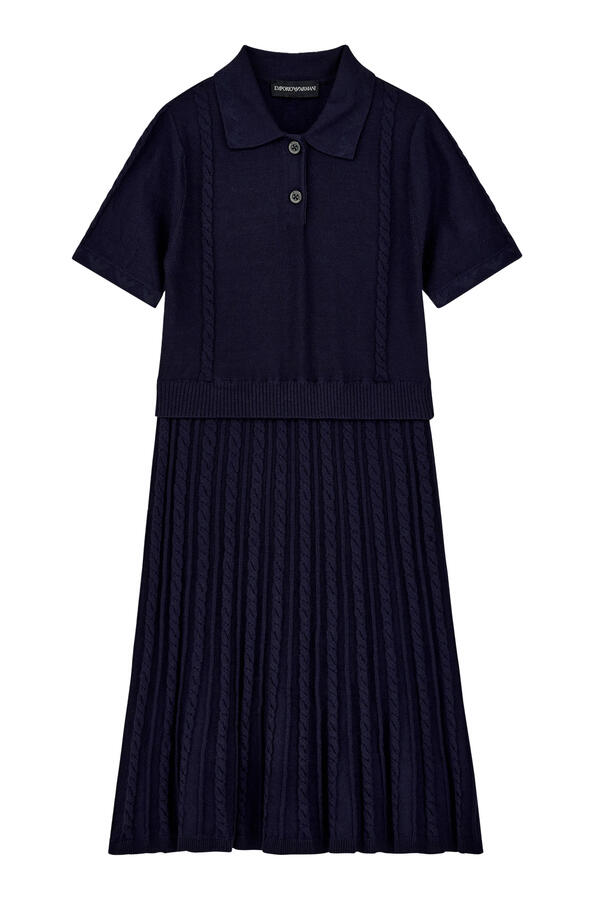 Kids Polo Collar and Pleated Skirt Dress