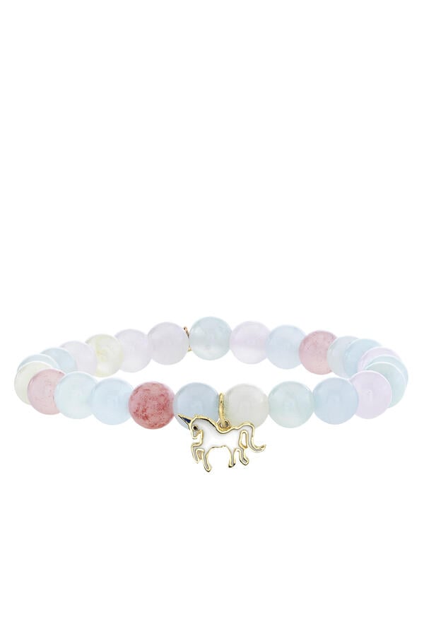 Kids Unicorn Bracelet, 14k Yellow Gold & Jade