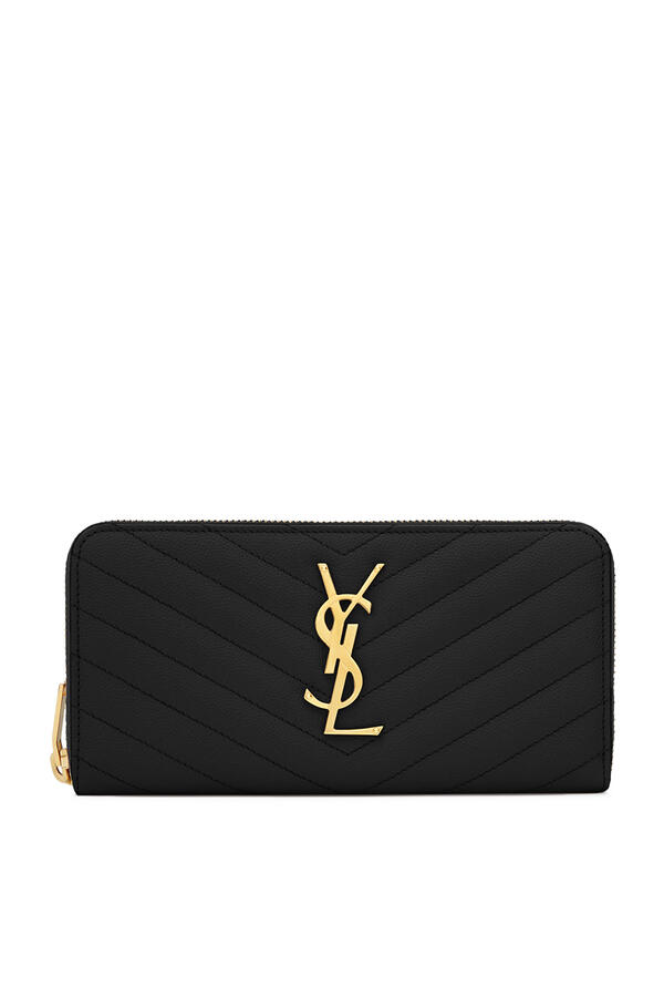 Cassandre Matelassé Zip Around Wallet in Grain De Poudre Leather