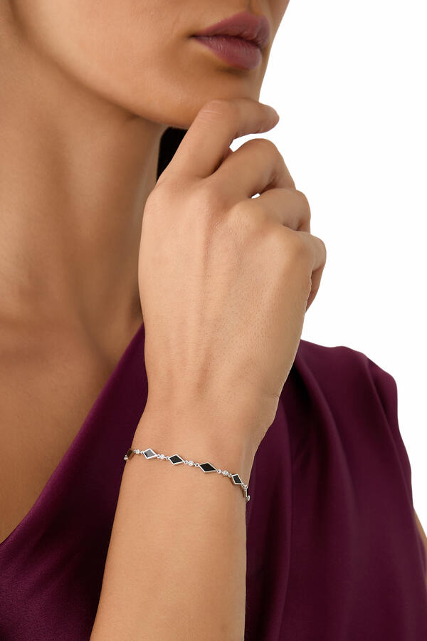 Mosaic Bracelet, 18k White Gold & Enamel, Diamond
