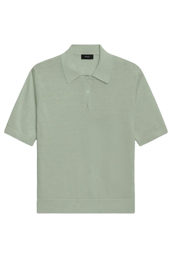 Sheer Polo Shirt in Linen Knit 
