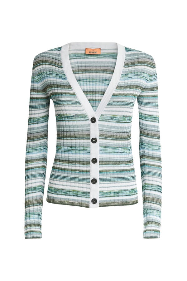 Striped Long Sleeve Buttoned Cardigan