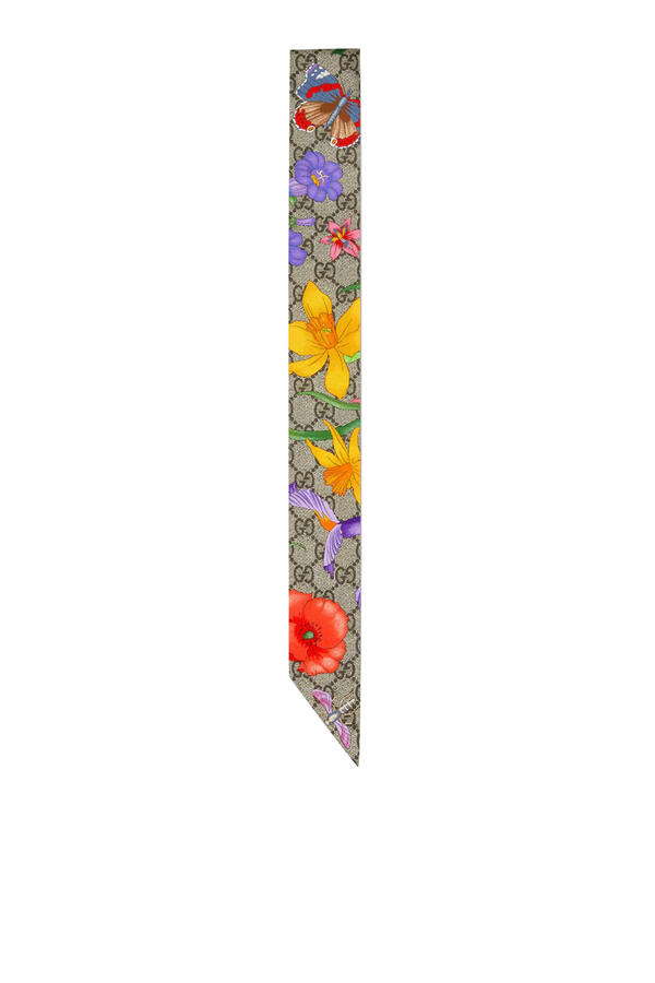 GG Flora Print Silk Ribbon