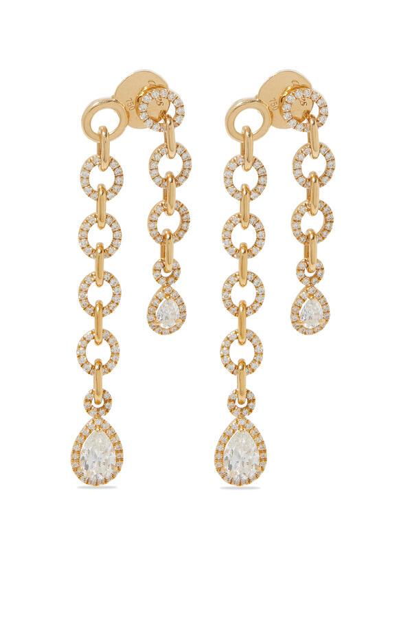 Drop Chain Earrings, 18K Yellow Gold & Diamonds