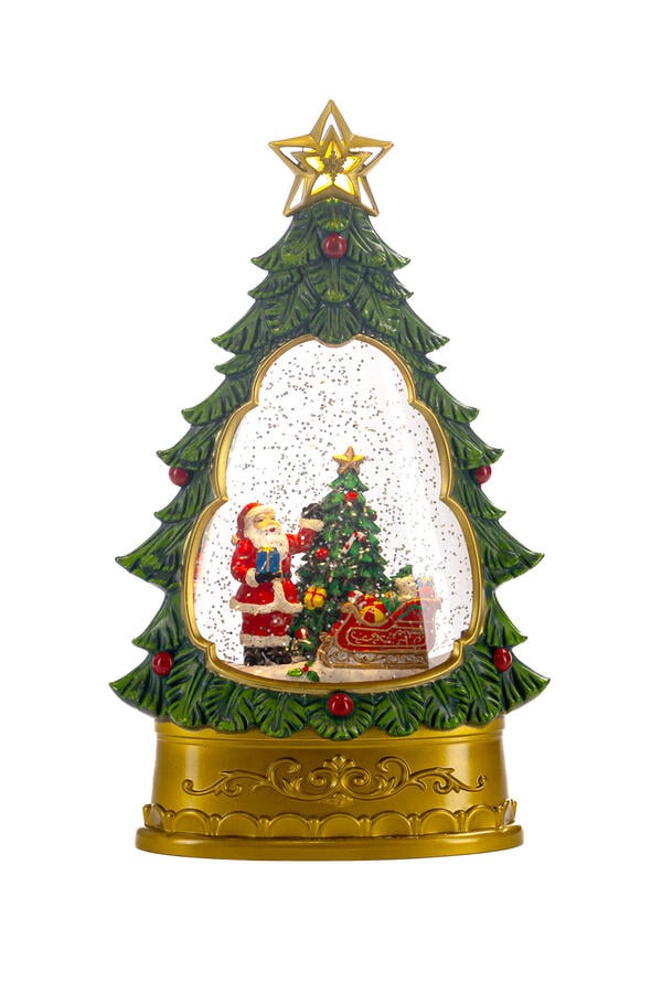 LED Light-Up Christmas Tree with Santa Inside Tabletop Decoration 