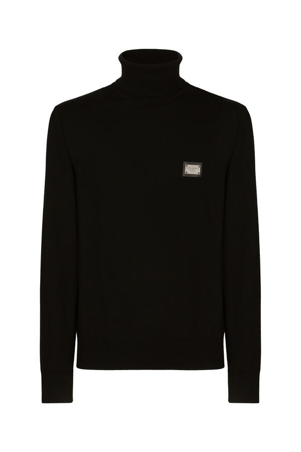  Logo Tag Wool Turtle-Neck Sweater