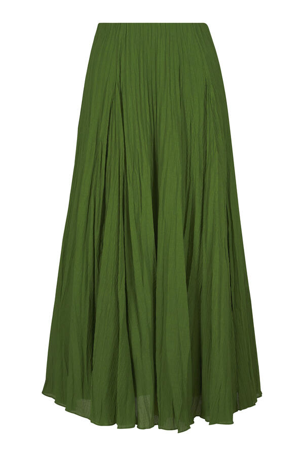 Crinkled Plissé Cotton-Blend Maxi Skirt 