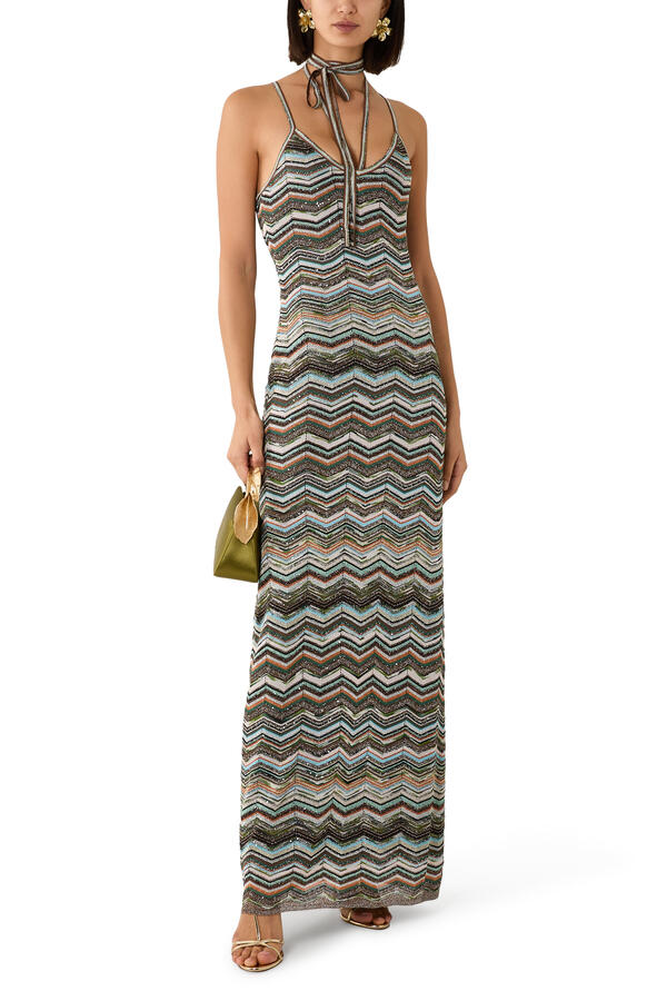Chevron Sequinned Maxi Dress