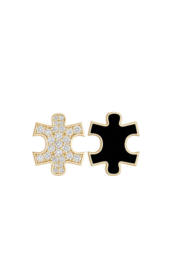 Maqta Petite Earrings, 18K Yellow Gold with Diamonds & Black Onyx