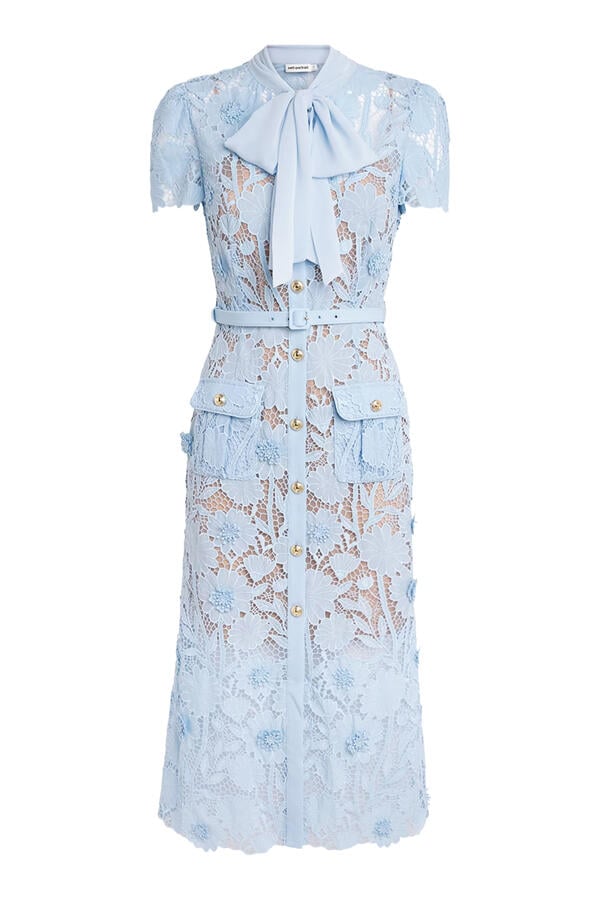 Lace Tie Neck Midi Dress