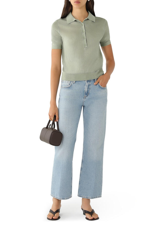 Sheer Polo Shirt in Linen Knit 