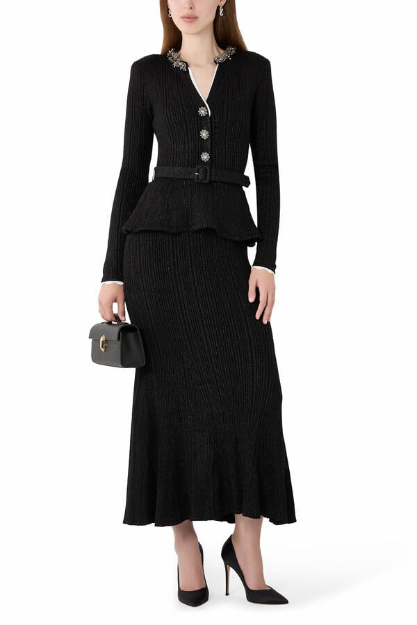 Lurex Rib Knit Midi Dress 