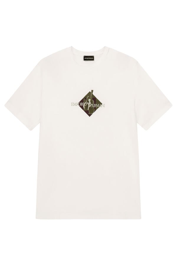 Embroidered Logo and Flock Print T-Shirt