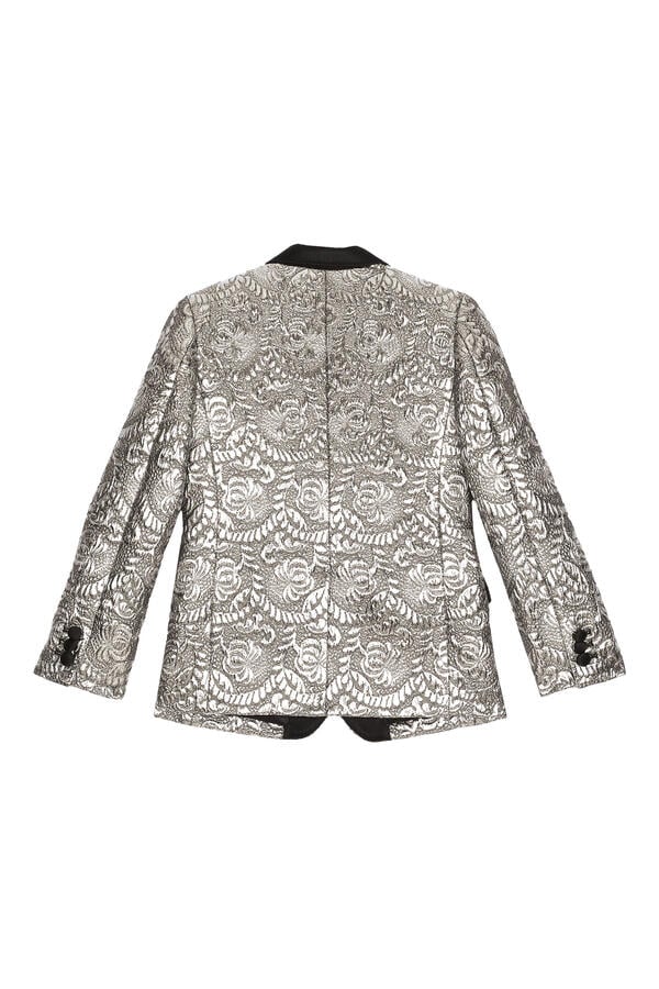 Kids Single-Breasted Foiled Jacquard Jacket