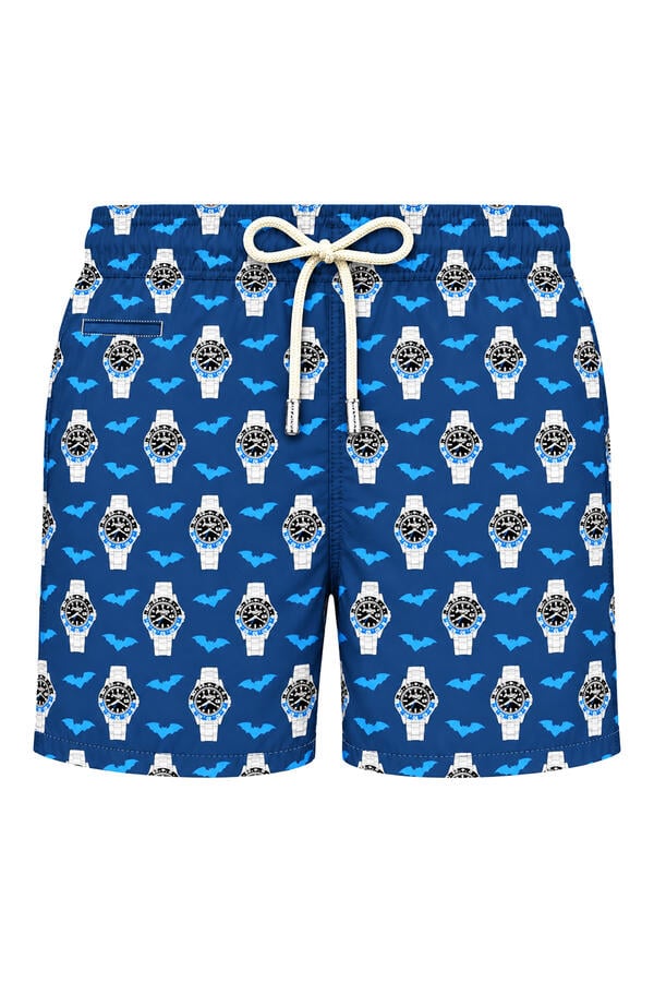 Lighting Watch Bat O'Clock Print Micro Swim Shorts