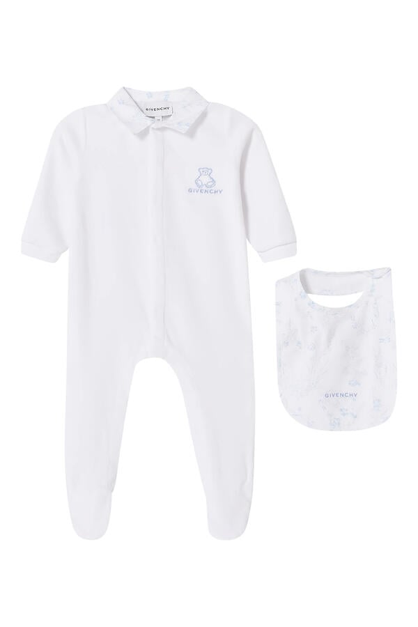 Kids Logo-Embroidered Sleepsuit and Bib Set