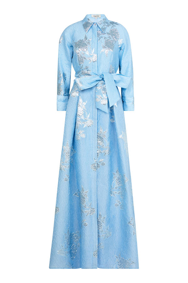 Metallic Jacquard Shirt Waist Gown