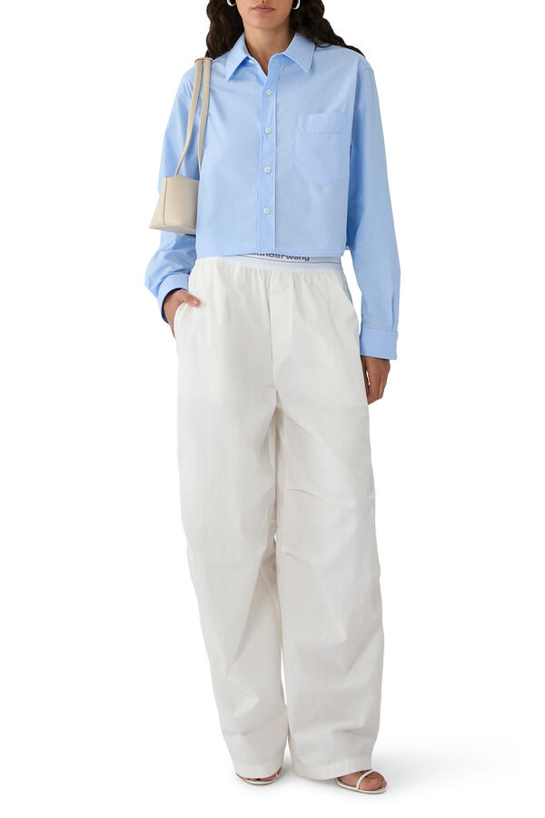 Embroidered Logo Cropped Shirt