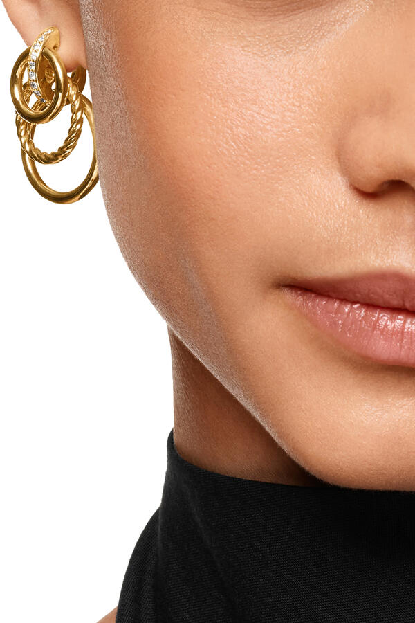 DY Mercer® Triple Ring Drop Earrings, 18K Yellow Gold with Diamonds