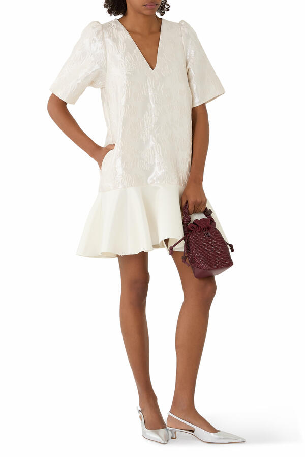  Satin Cloqué Mini Dress 
