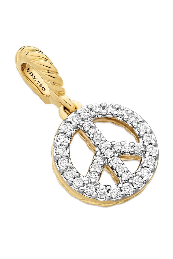 Peace Sign Amulet, 18k Yellow Gold & Diamond