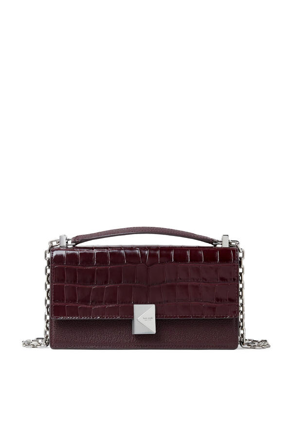 Deco Croc Embossed Chain Shoulder Bag