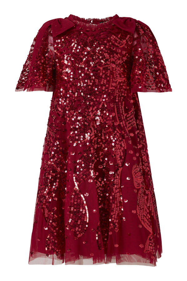 Kids Sequin Ribbon Bow Dress