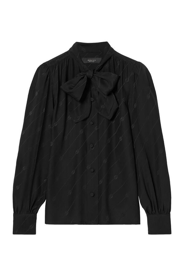 Silk Crêpe Satin Interlocking G Shirt