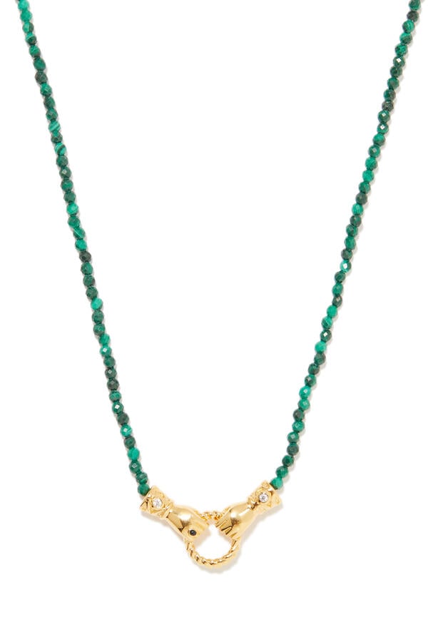  Harris Reed In Good Hands Mini Beaded Gemstone Necklace, 18K Recycled Gold Plating on Brass